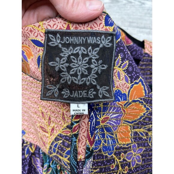 NWOT Johnny Was Deneb 100% Silk Peasant Floral Blouse Size Medium Large Boho Art - Picture 6 of 10